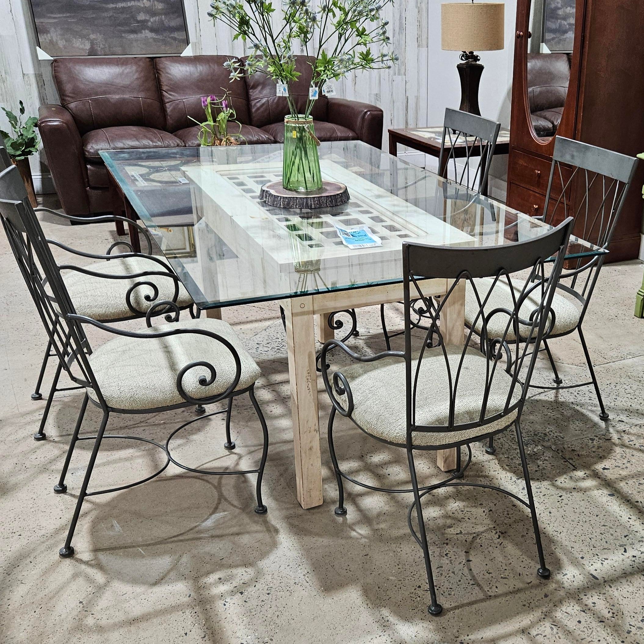 Glass Top and Iron Dining Set – ReStore-Bucks-County