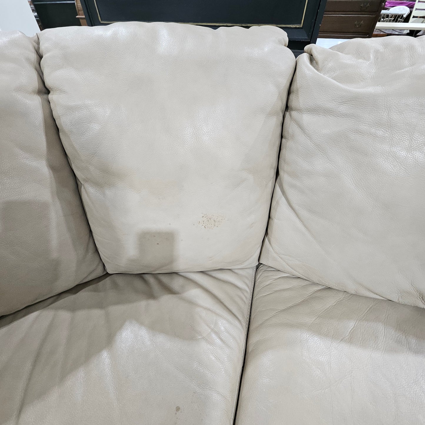 Natuzzi Beige Leather Sectional Couch Sofa