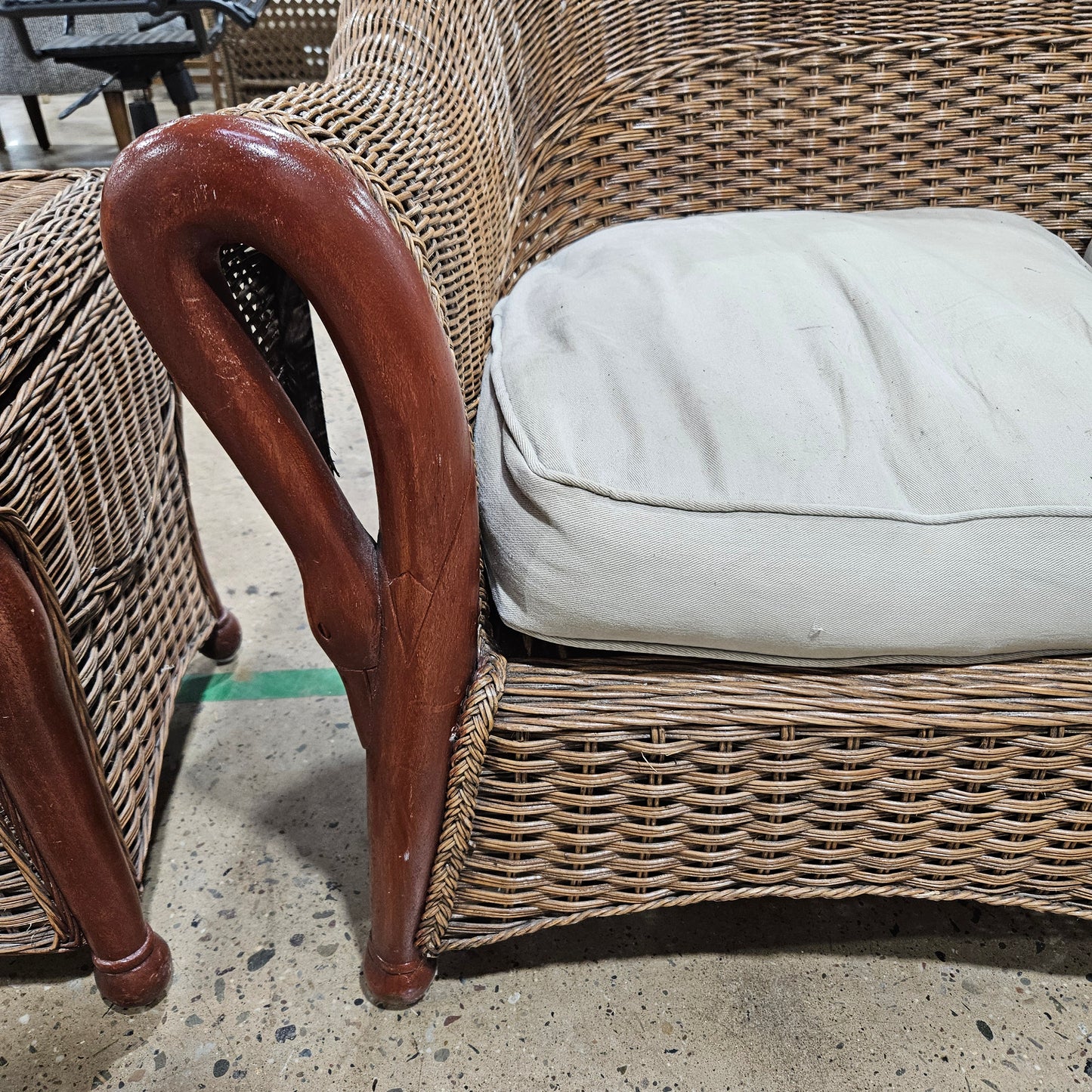 Antique Wicker Swan-Neck Settee