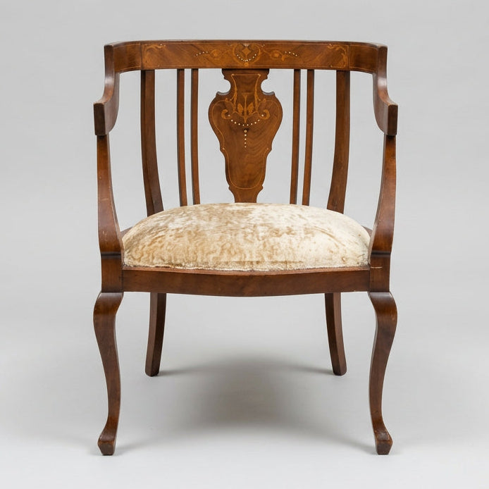 Edwardian-style Mahogany Corner Armchair