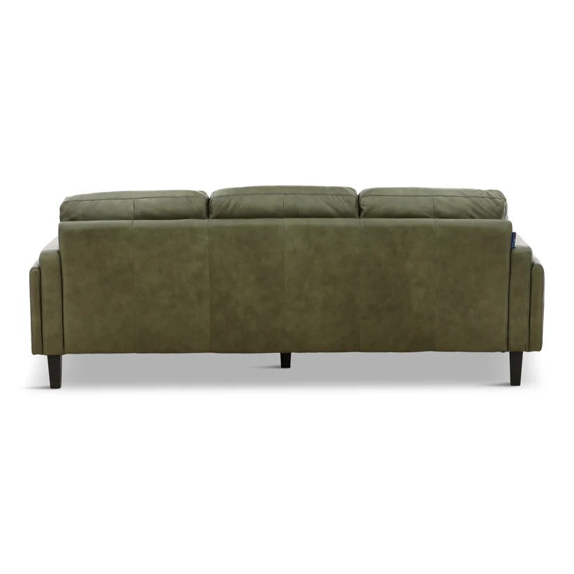 Chateau d'Ax Leather Stationary Sofa in Olive