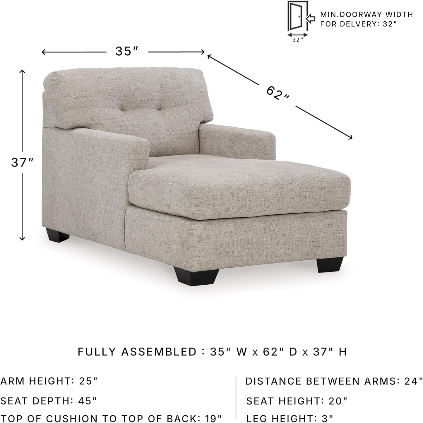 Ashley Mahoney Contemporary Tufted Upholstered Chaise