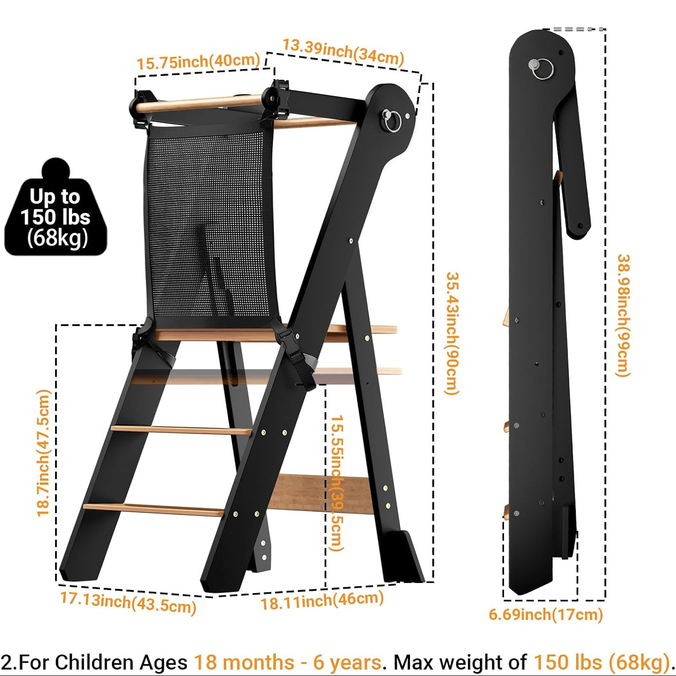 (New) COSYLAND Foldable Toddler Standing Tower