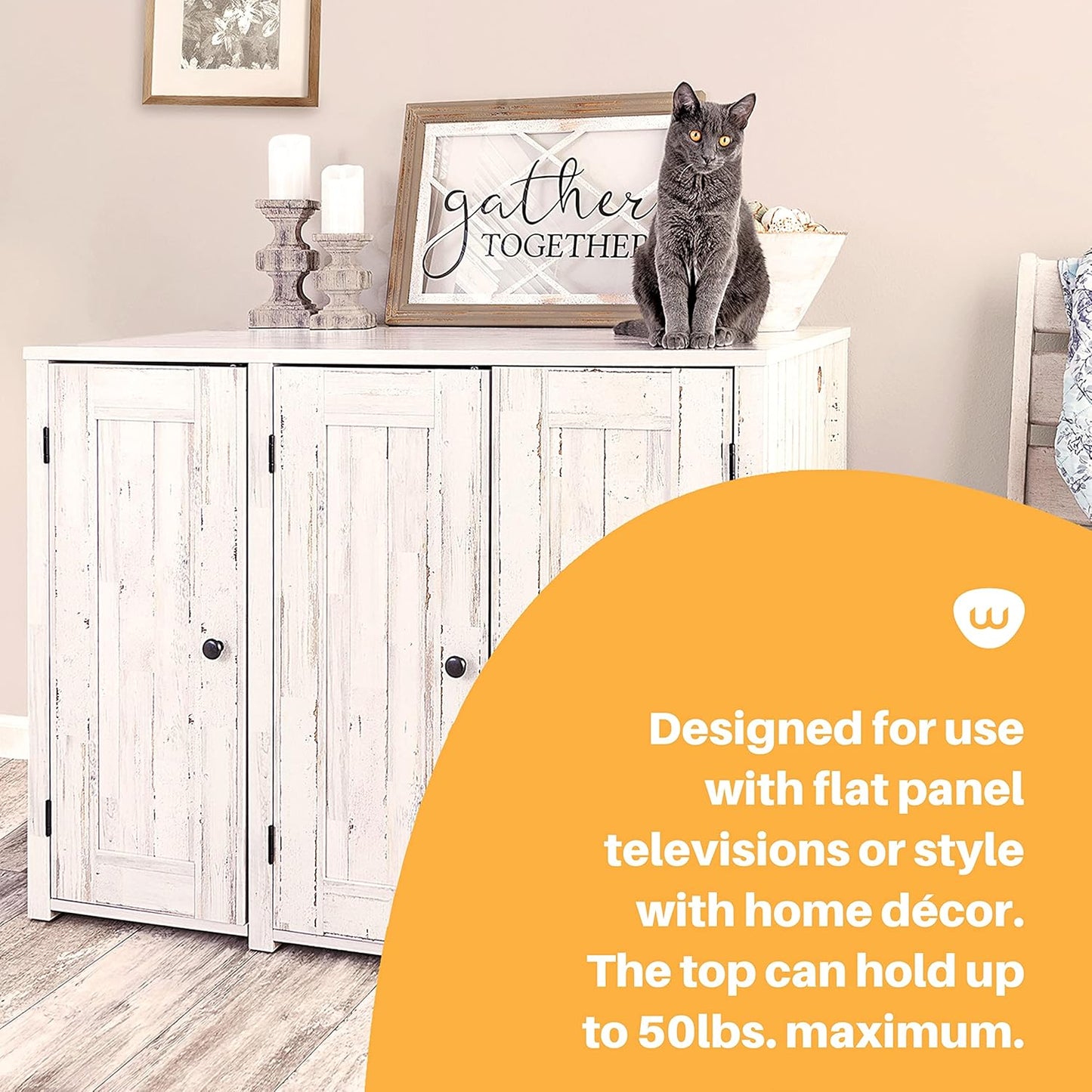 Whisker Litter-Robot Hidden Cat Litter Box Furniture Credenza