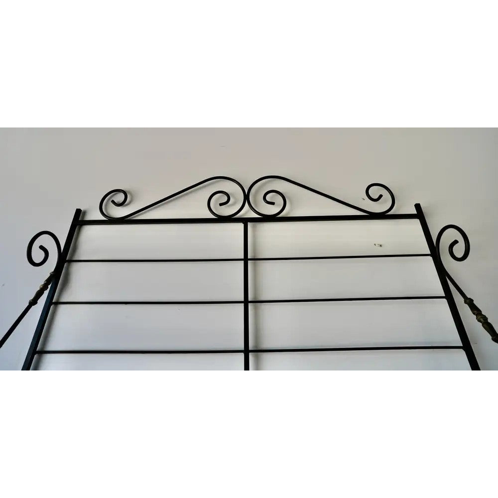 Vintage French Bakers Rack 3 Tier Scrolling Wrought Iron and Brass Etagere