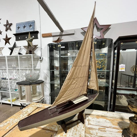 Authentic Large Wooden Boat on Stand