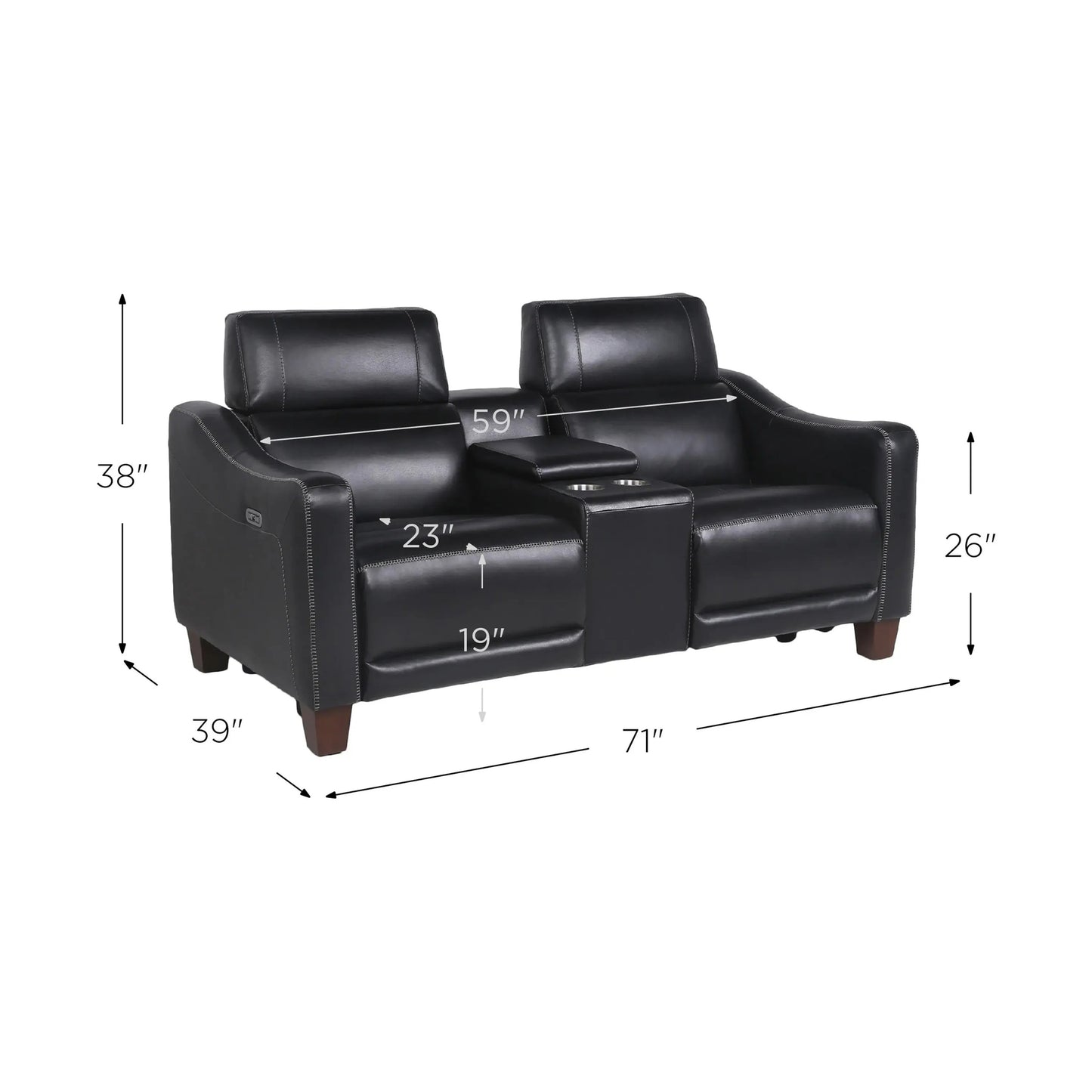 Giorno Leather Power Loveseat