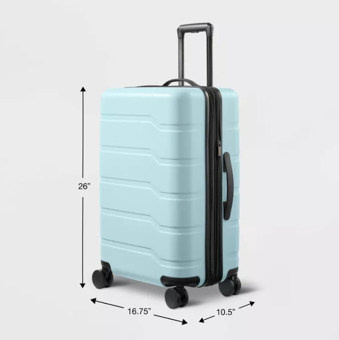 (New) Hardside Medium Checked Spinner Wheels Suitcase - Open Story
