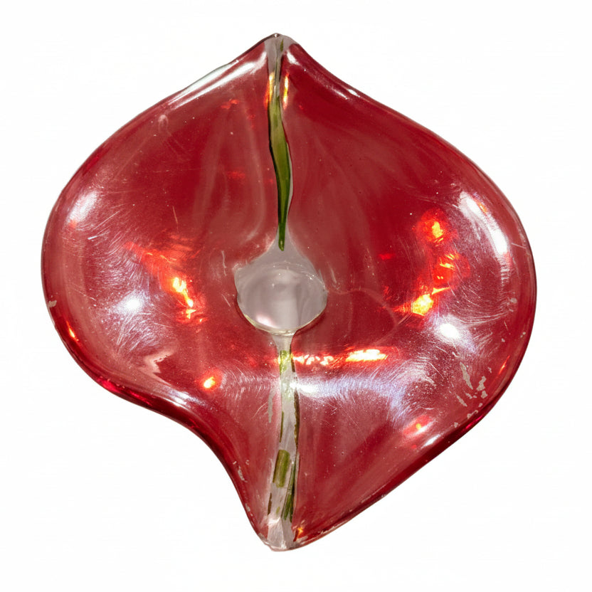 Art Glass Red Calla Lily Handblown Vase 16" Italy