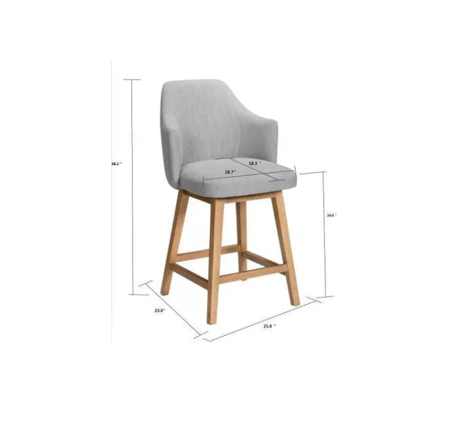 25.2" Kinston Swivel Curved Back Upholstered Counter Height Barstool