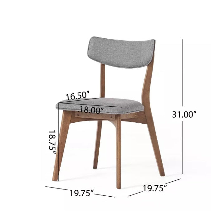 Set of 2 Chazz Mid-Century Dining Dark Chair/Walnut Gray