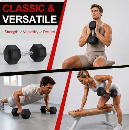 Flexwave 45 LB Rubber Hex Dumbbell