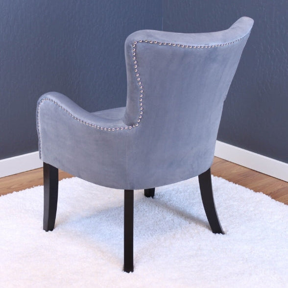 Silver Orchid Flohr Velvet Arm Chair