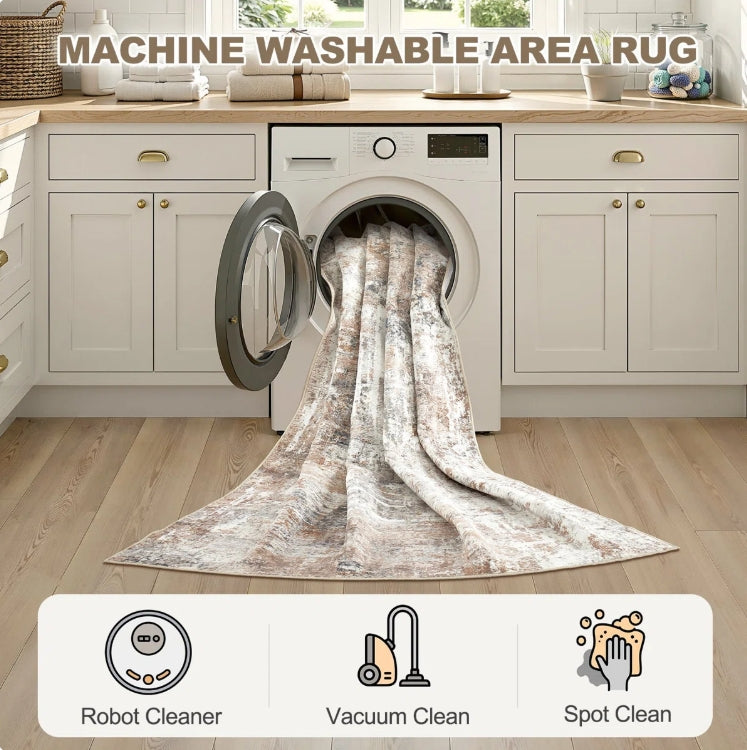 (New) Modern Abstract Area Rug Non-Slip Washable Rugs