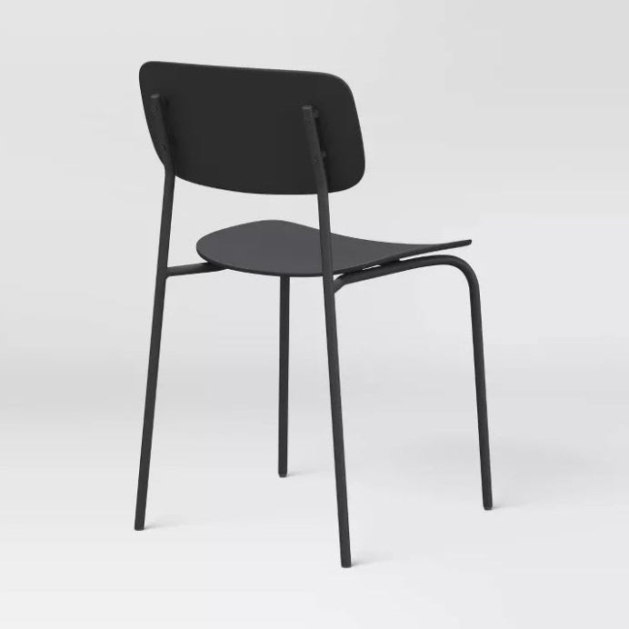 (New) Set of 2 Molded Plastic with Metal Base Dining Chair Black