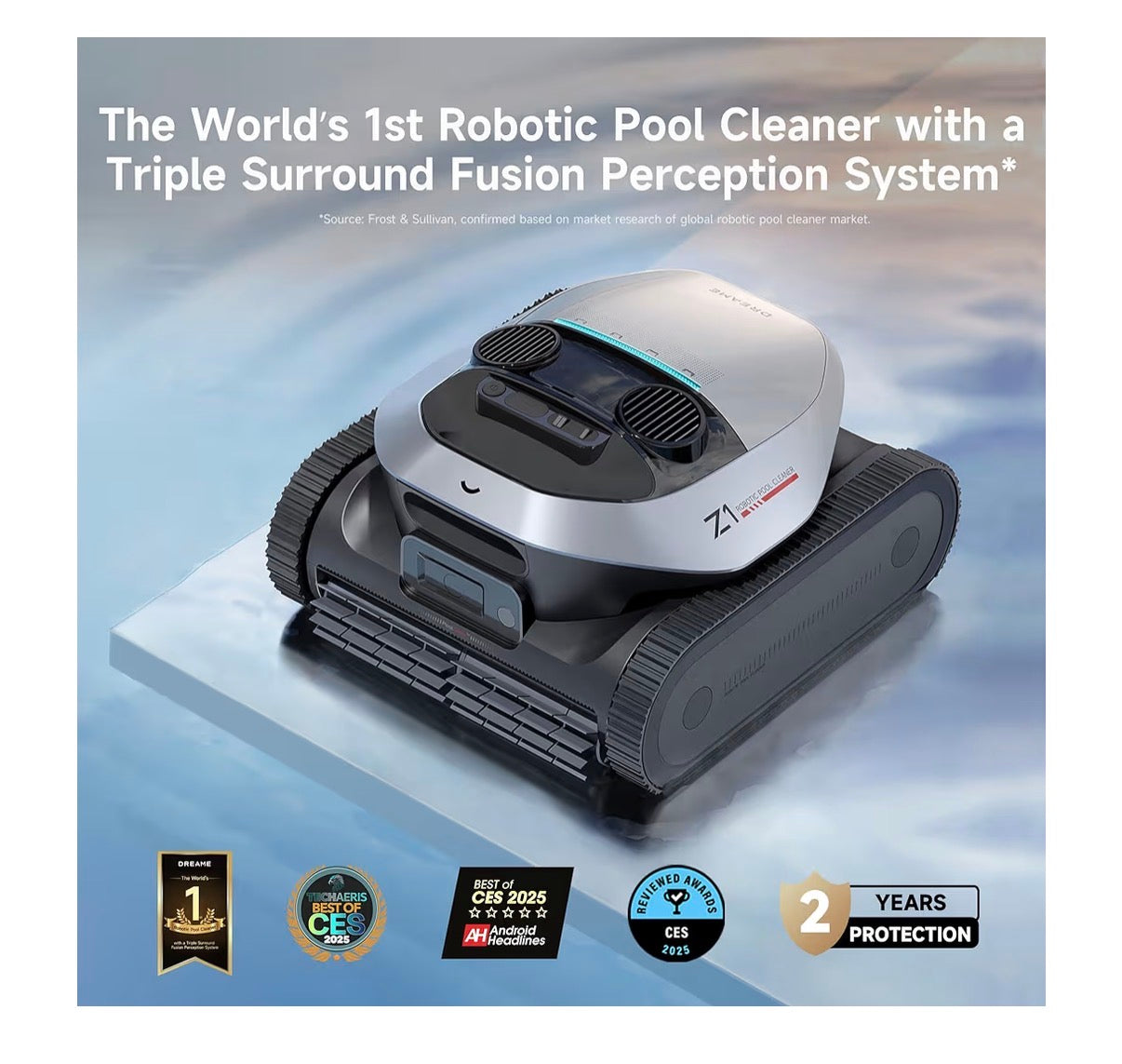 DREAME Z1 Pro Cordless Robotic Pool Cleaner, LiFi & APP Control, 8000 GPH Suction, Wall & Waterline Cleaning, up to 180+ Minutes, Auto-Retrieval, Automatic Pool Vacuum for Above & In-Ground Pools