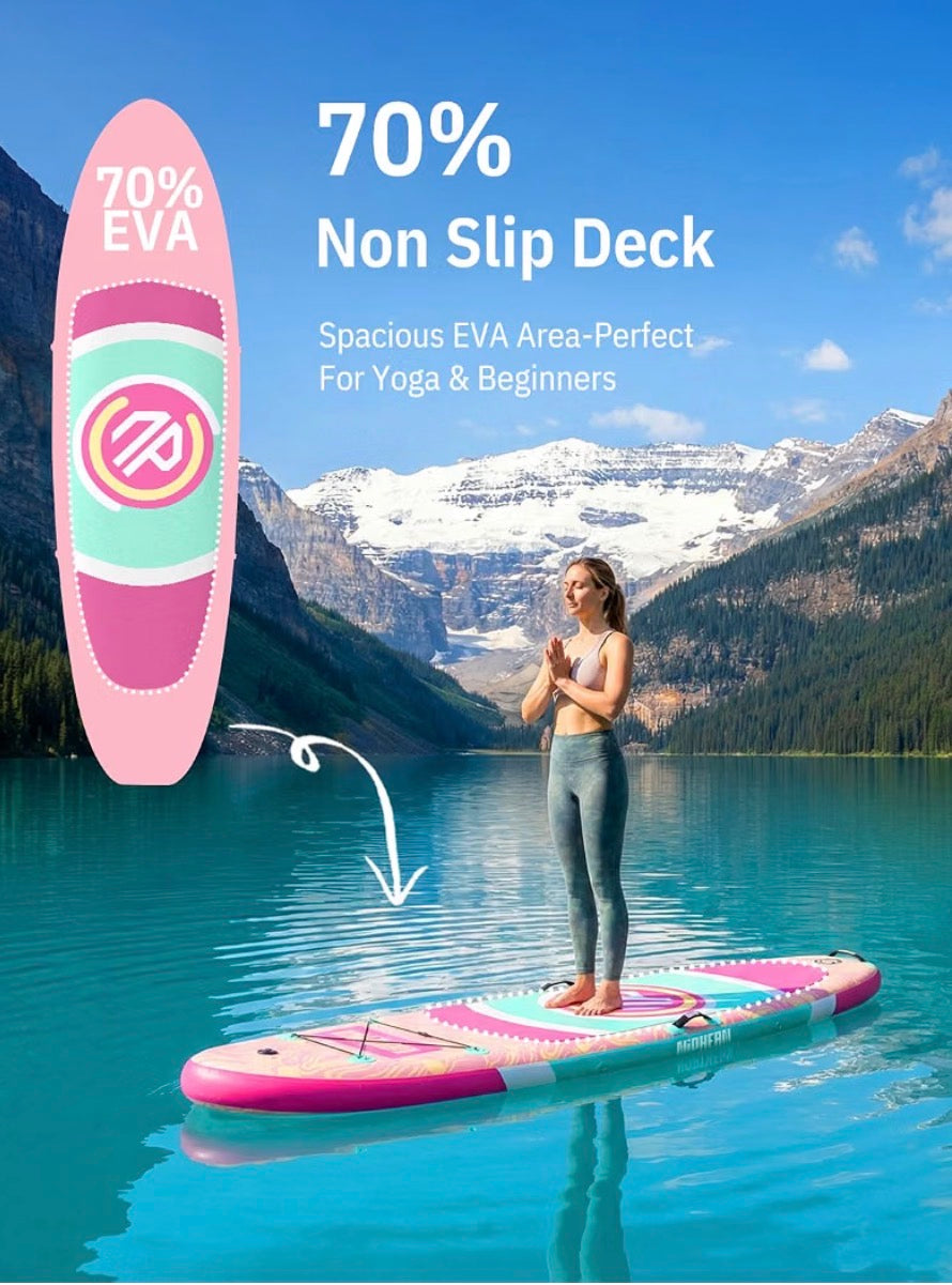 Niphean Extra Wide Paddle Board with StabilTrac Fin, Stable Inflatable Paddle Board with SUP Accessories