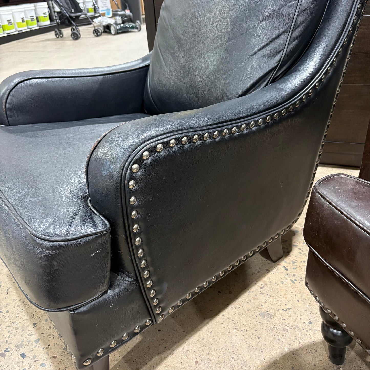 Leather Nailhead Trim Armchair
