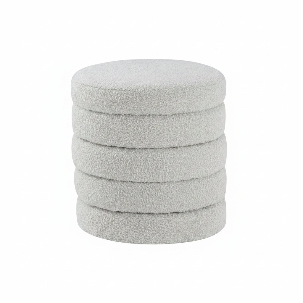 MAKLAINE Contemporary Boucle Fabric Ottoman