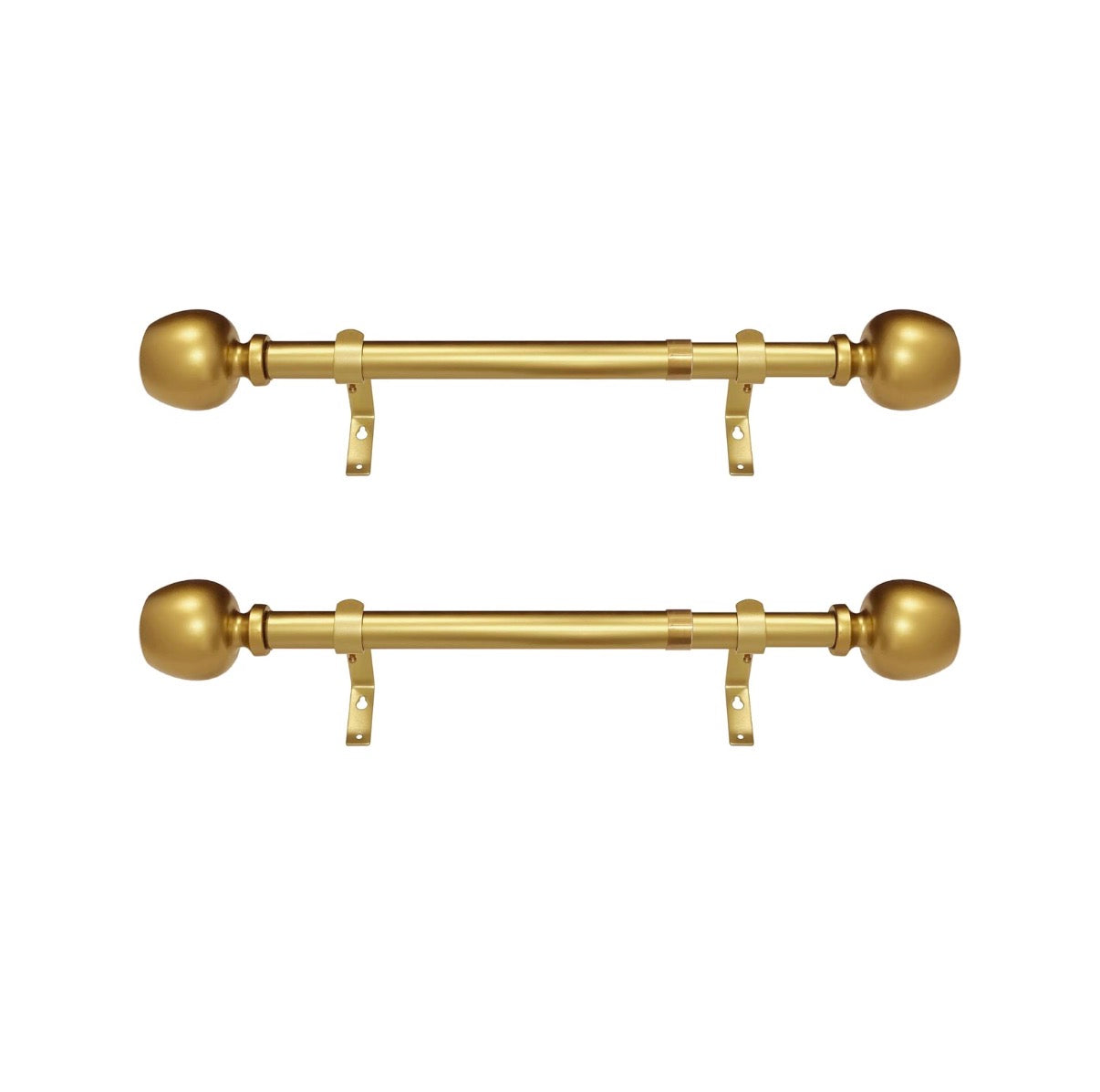 Morena 12-20 Inch Adjustable Side Curtain Rod Set Pair, 1 Inch Diameter (Brass)