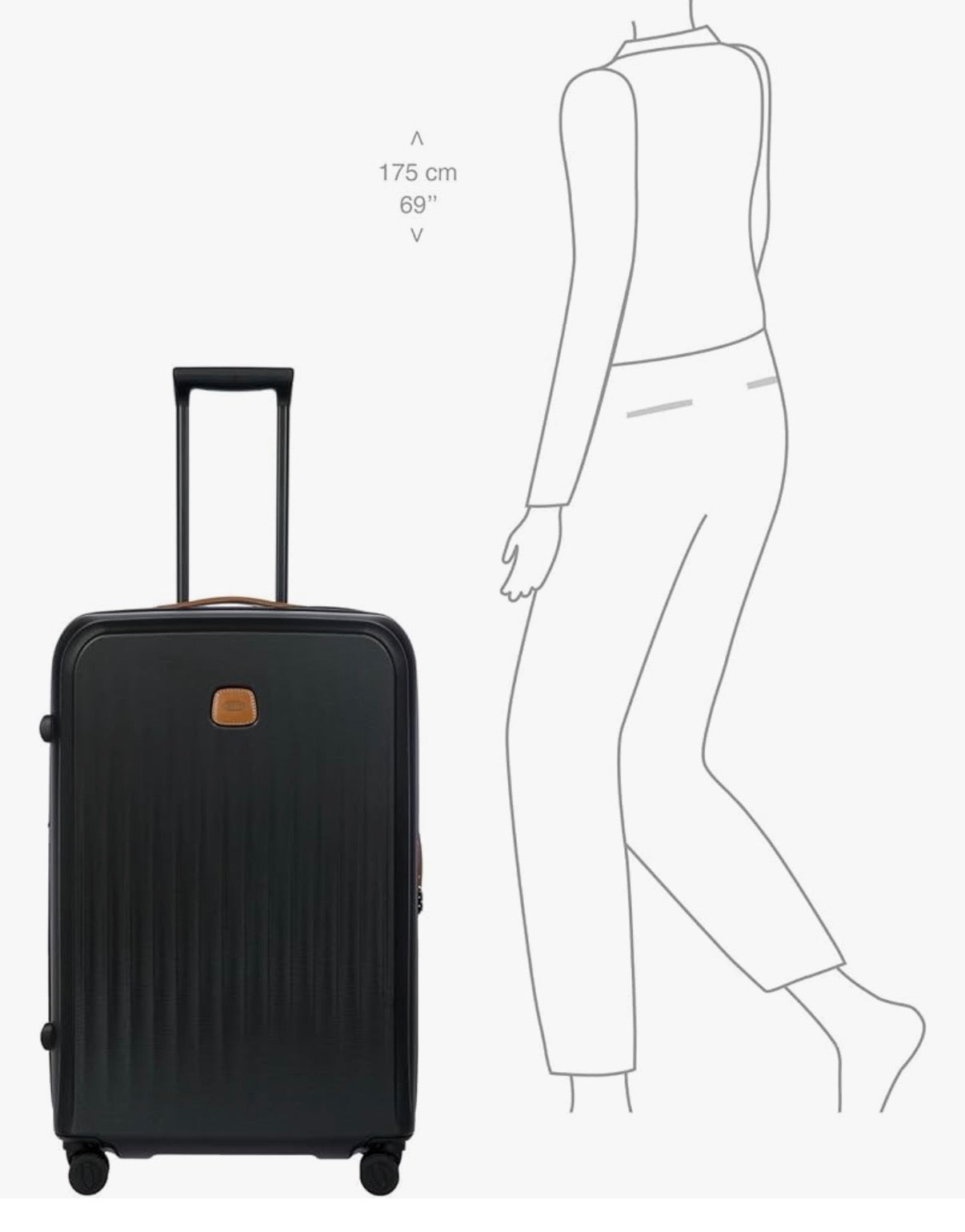 Bric's Taormia Ultra-Light Checked Luggage - Expandable Hard Shell Suitcase with TSA Lock, Anti-Tamper Zippers & 360 Spinner Mobility Wheels 30 Inch (Black) (New in Box)