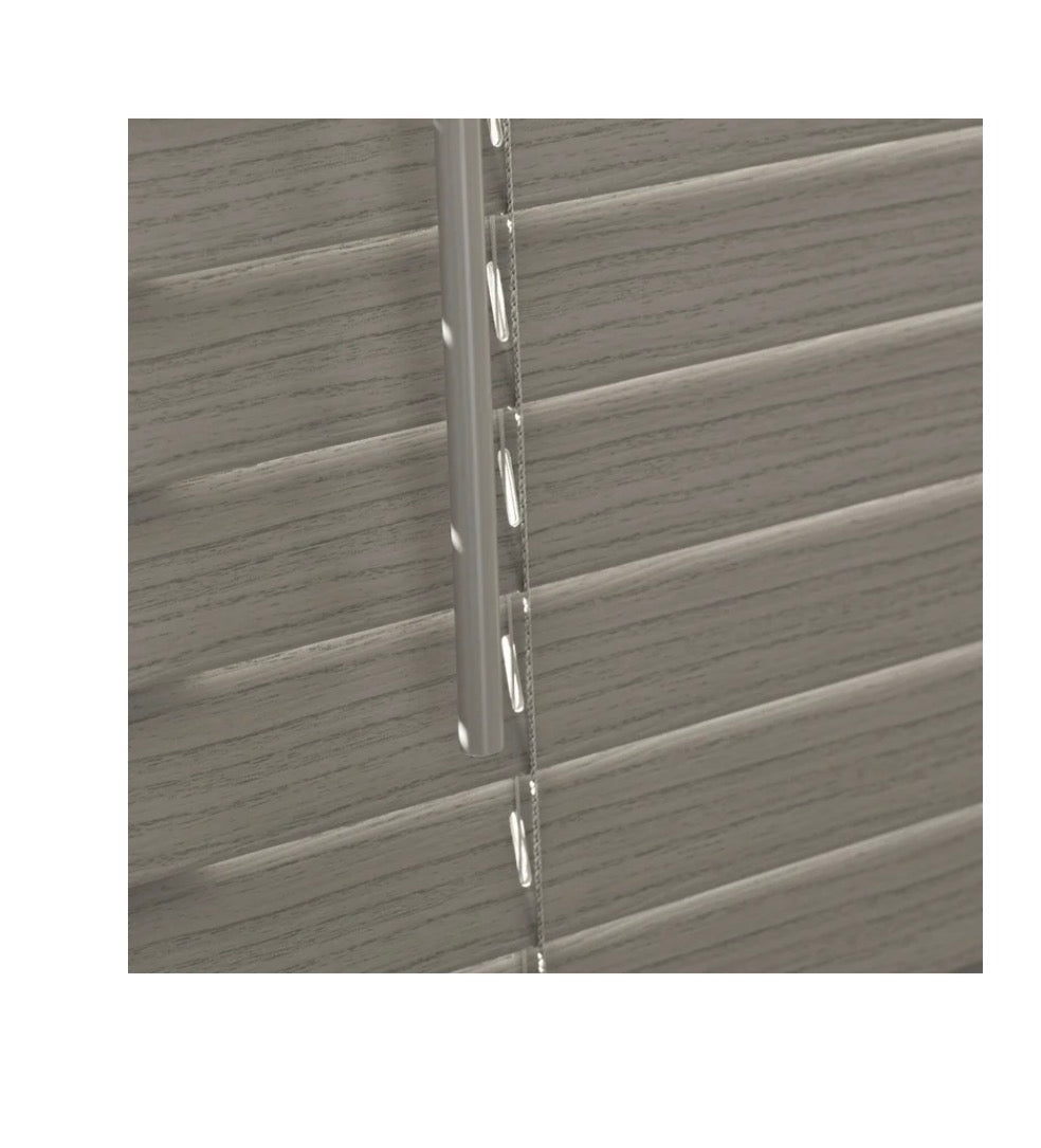 Better Homes & Gardens 2 Inch Cordless Faux Wood Horizontal Blinds 34 Inch Width X 72 Inch Length (Rustic Gray) (New in Box)