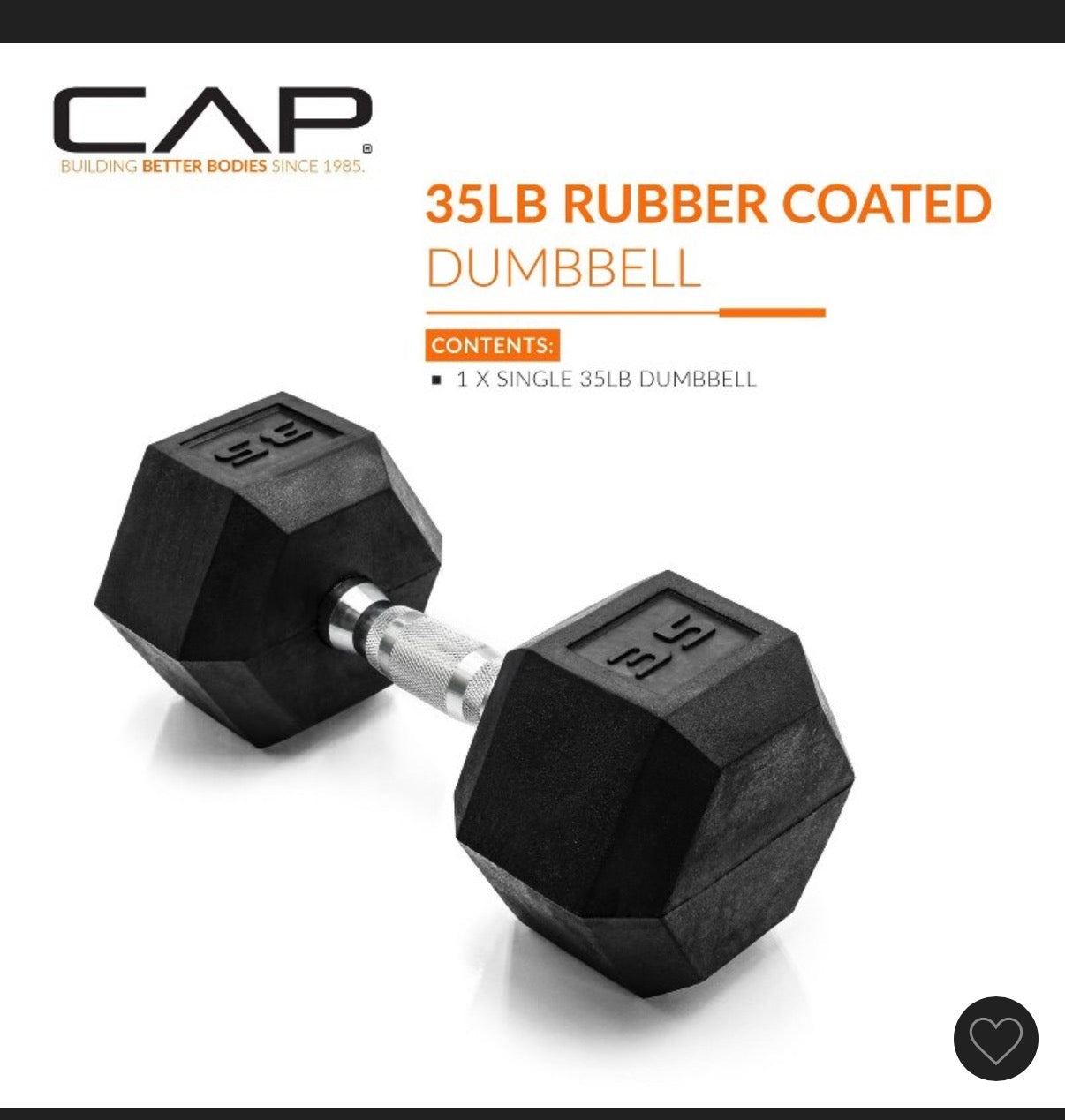 35 lbs Coated Hex Dumbbell with Contoured Handle