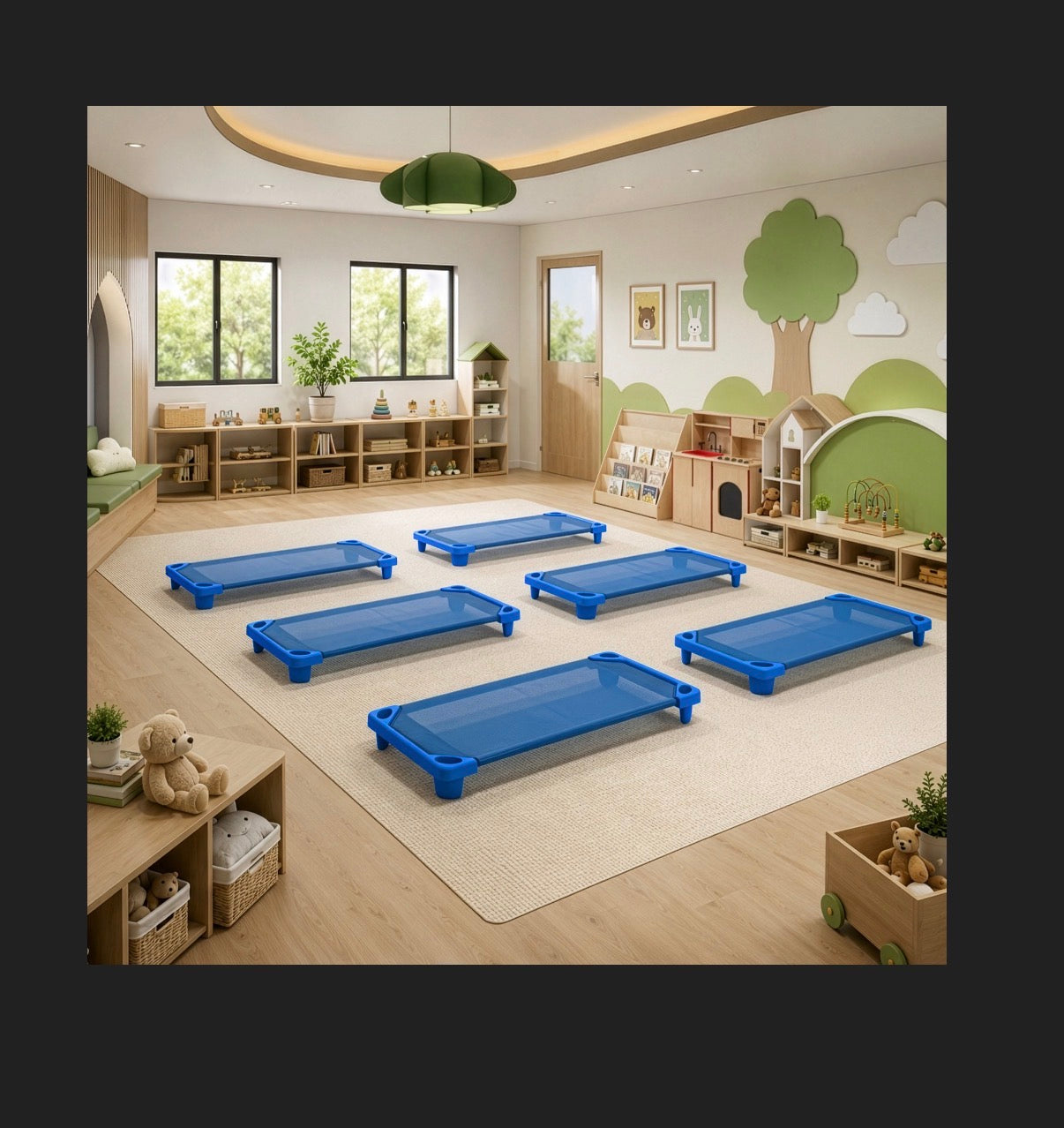 ECR4Kids Streamline Cot, Ready To Assemble, Standard Size, Daycare Essentials 6 Pack (Blue) (New in Box)
