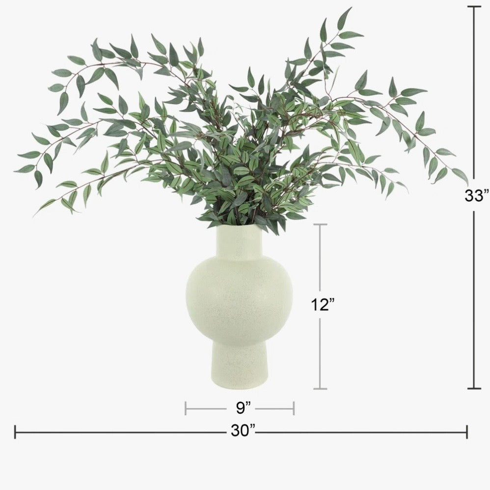 33 Inch Faux Ruscus Plant in Ceramic Decorative Vase (New in Box)