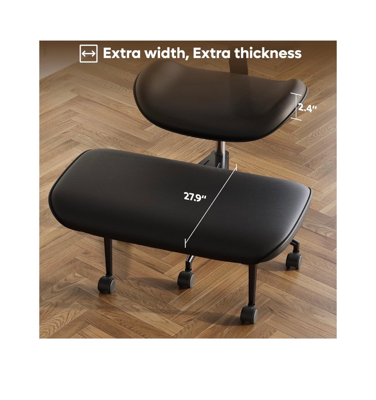 Pinmoco Upgraded Cross Legged Office Chair with Wheels, ADHD Chair for Adults, Wider Height Adjustable Backrest and Seat, Meditation Chair, Ergonomic & Yoga Office Chair (PU Leather Black) (New in Box)