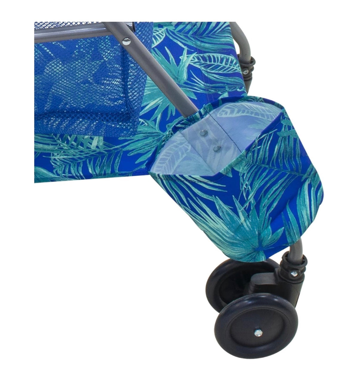 Tommy Bahana Wonder Wheeler Deluxe Folding Beach Cart Holds Up to 48 Qt. Cooler and 4 Chairs, One Handed Setup, 10 in Tread Wheels, Umbrella Holder, Removable Shoulder Tote (Blue) (New in Box)