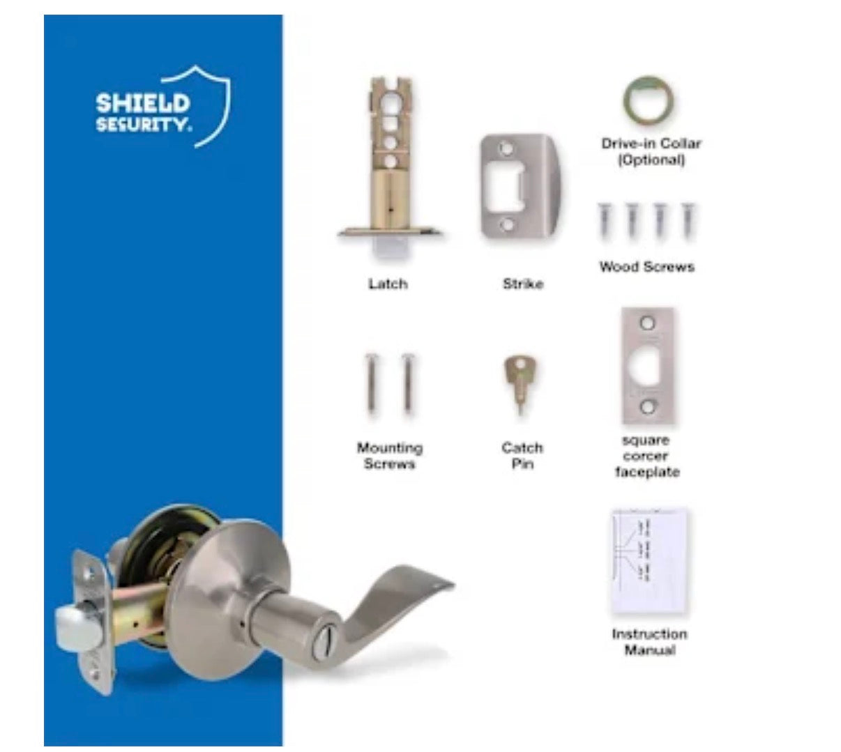 Sheild Security Wave Turn Button Privacy Door Lever (Satin Nickel)