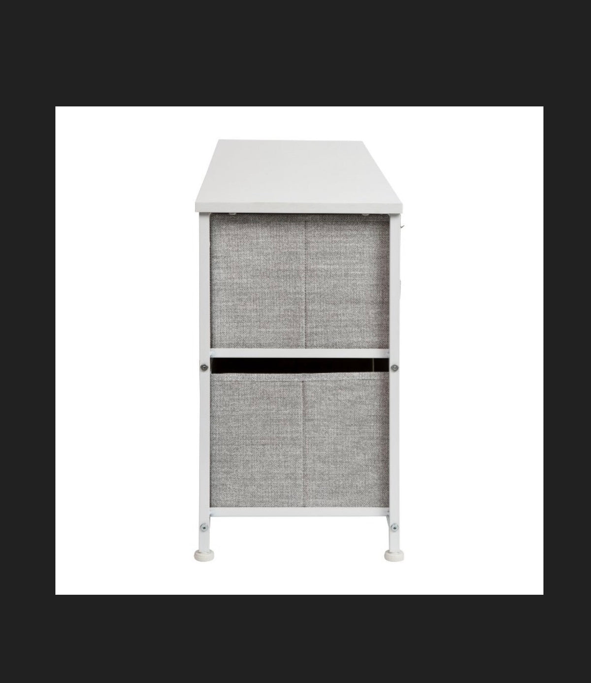 Flash Furniture 5 Drawer Wood Top White Cast Iron Frame Vertical Storage Dresser with Light Gray Easy Pull Fabric Drawers