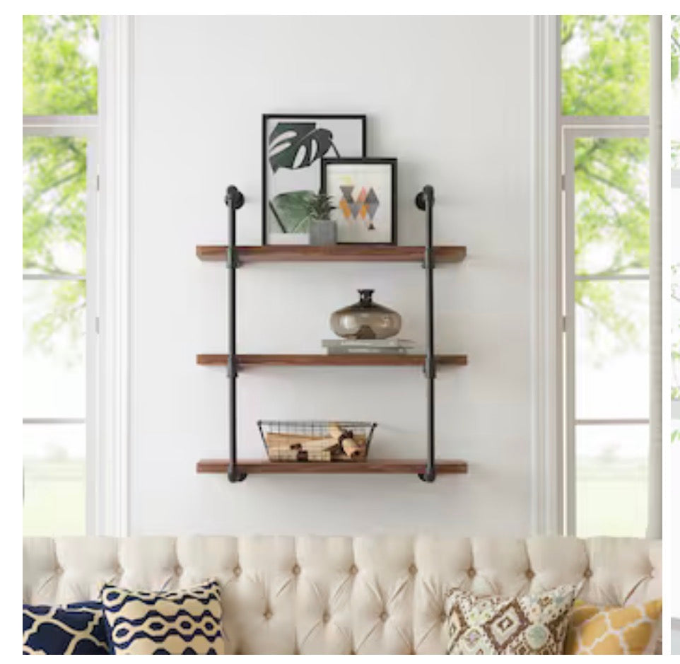 12.5 Inch Diameter X 31.5 Inch Length Laminate Rectangular Tiered Shelf (Brown) (New in Box)