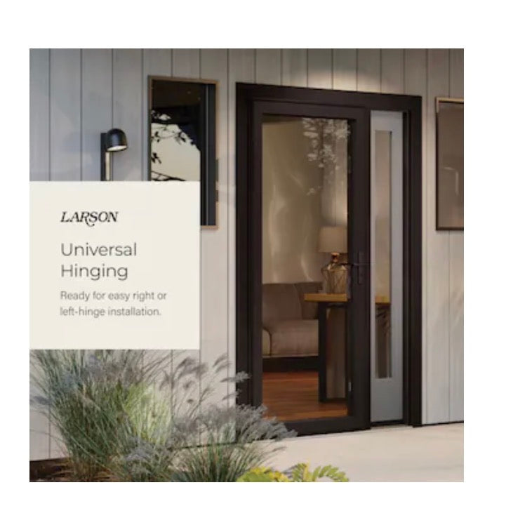 LARSON 20+ Midview 34 Inch X 81 Inch Brown Wood Core Reversible Hinge Storm Door with Self-Storing Screen (Brown) (New in Box)