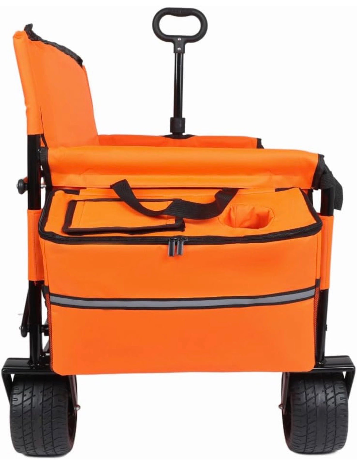 3-in-1 Folding Wagon Cart with Bench Seat, 500 lbs Capacity Heavy Duty Utility Wagon for Camping, Beach, All Terrain 180L Storage (Orange) (New in Box)