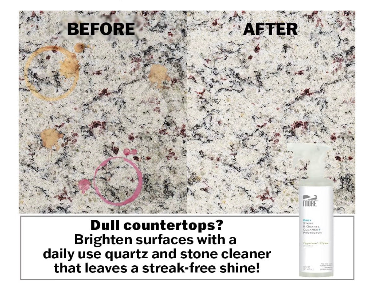 MORE Stone & Quartz All Purpose Cleaner + Protector Refill for Natural Stone and Tile Surfaces, Household Cleaning Peppermint & Thyme (1 Gallon)