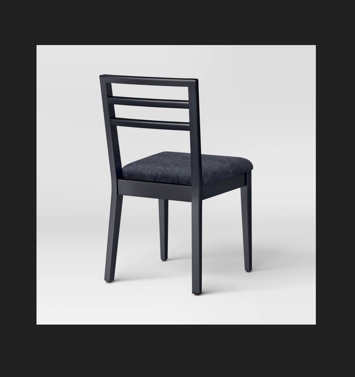 Set of 2-Ladder Back Dining Chairs with Padded Seat (Black) (New in Box)