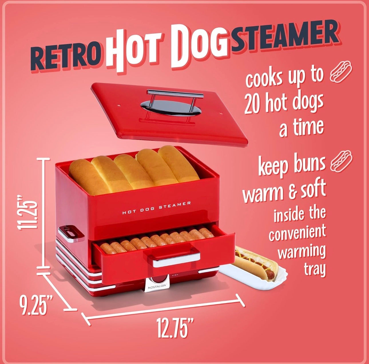 Nostalgia Hot Dog Steamer