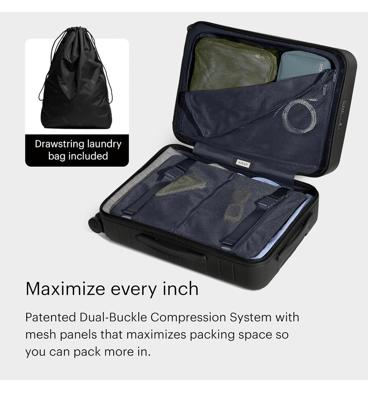 Away Bigger Carry-on Luggage, 23 Inch Lightweight Hardside Spinner Suitcase Durable & Lightweight, Premium 360 Degree Spinner Wheels, Interior Compression System, TSA Approved Lock (Jet Black) (New in Box)