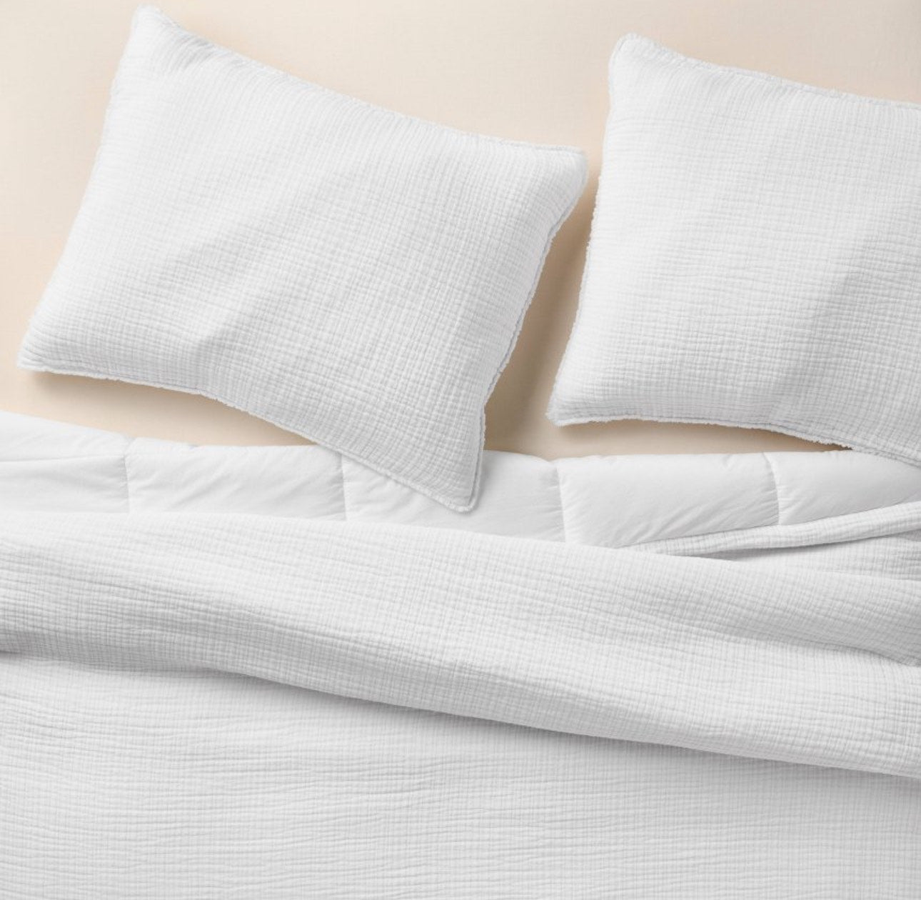 Full/Queen Textured Chambray Comforter & Sham Set