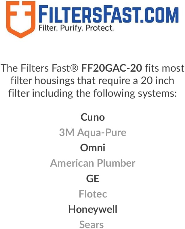 Filters Fast FF20GAC-20 Compatible Replacement Water Filter Cartridge, 20-Inch