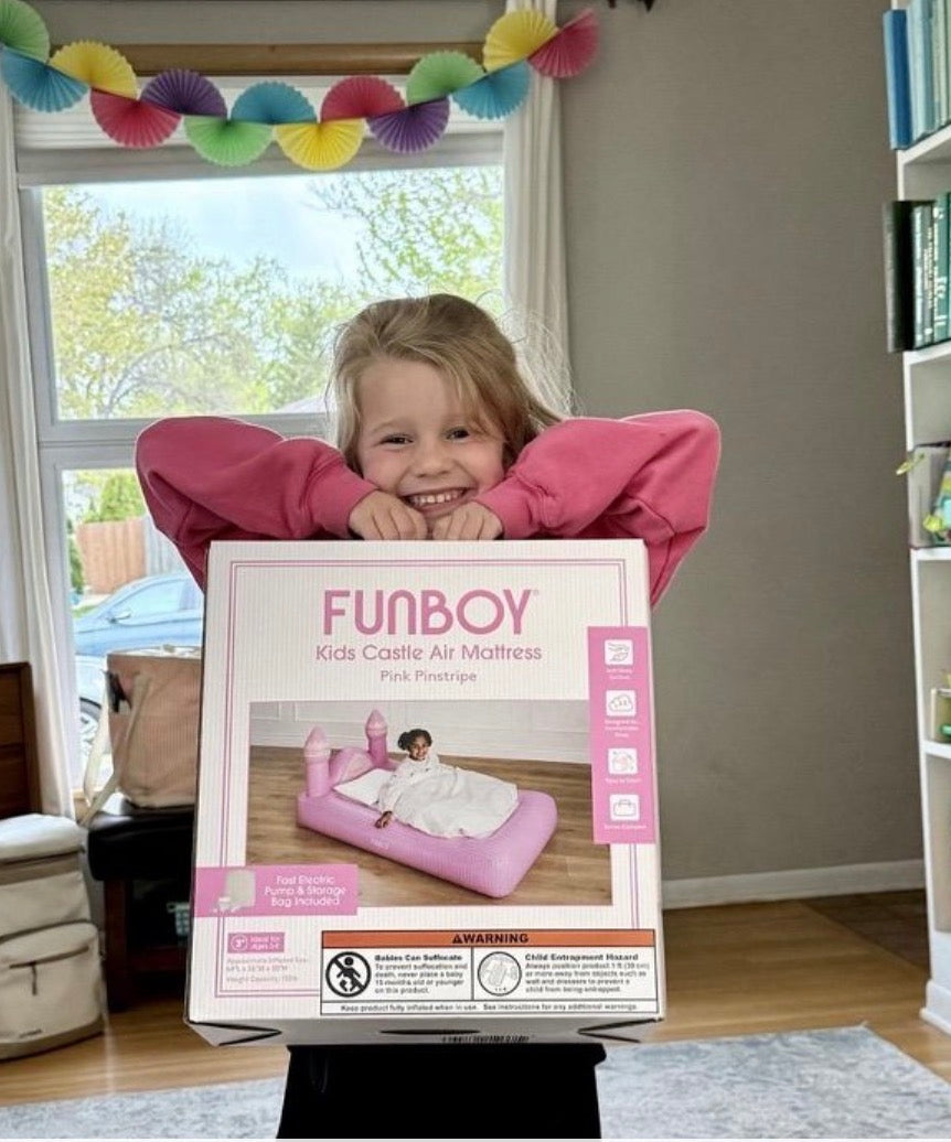 FunBoy Pink Castle 15 inch H Kids Sleepover Twin Air Mattress Bed with Elecric Pump