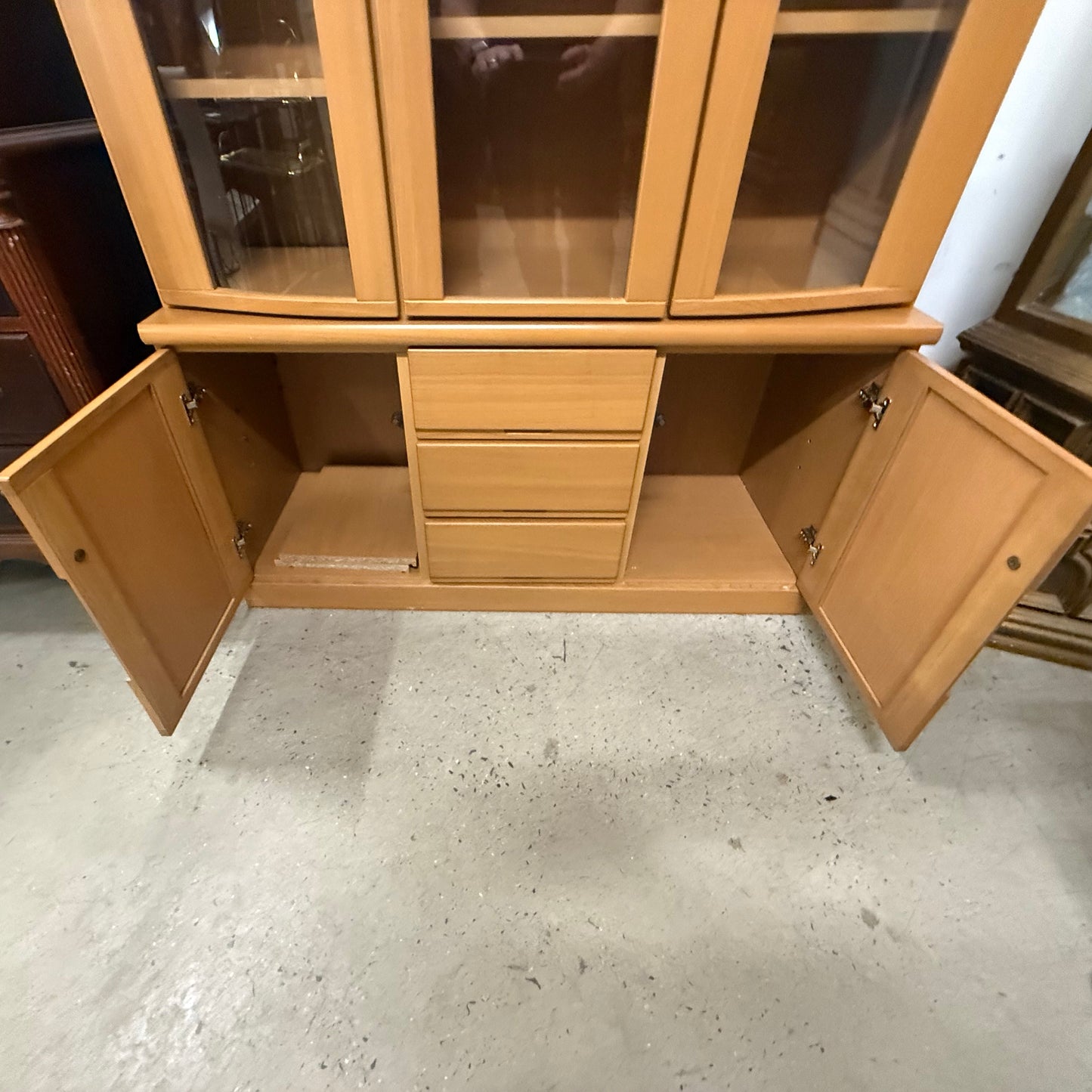 Bookcase with Glass Doors with Drawers and Cabinet Doors