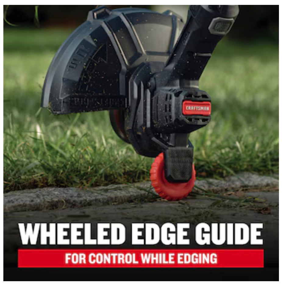 Craftsman 20 Volt Max 10 Inch Straight Shaft Battery String Trimmer Edger Conversion Capable 1.5 Ah (Battery and Charger Included) (New in Box)