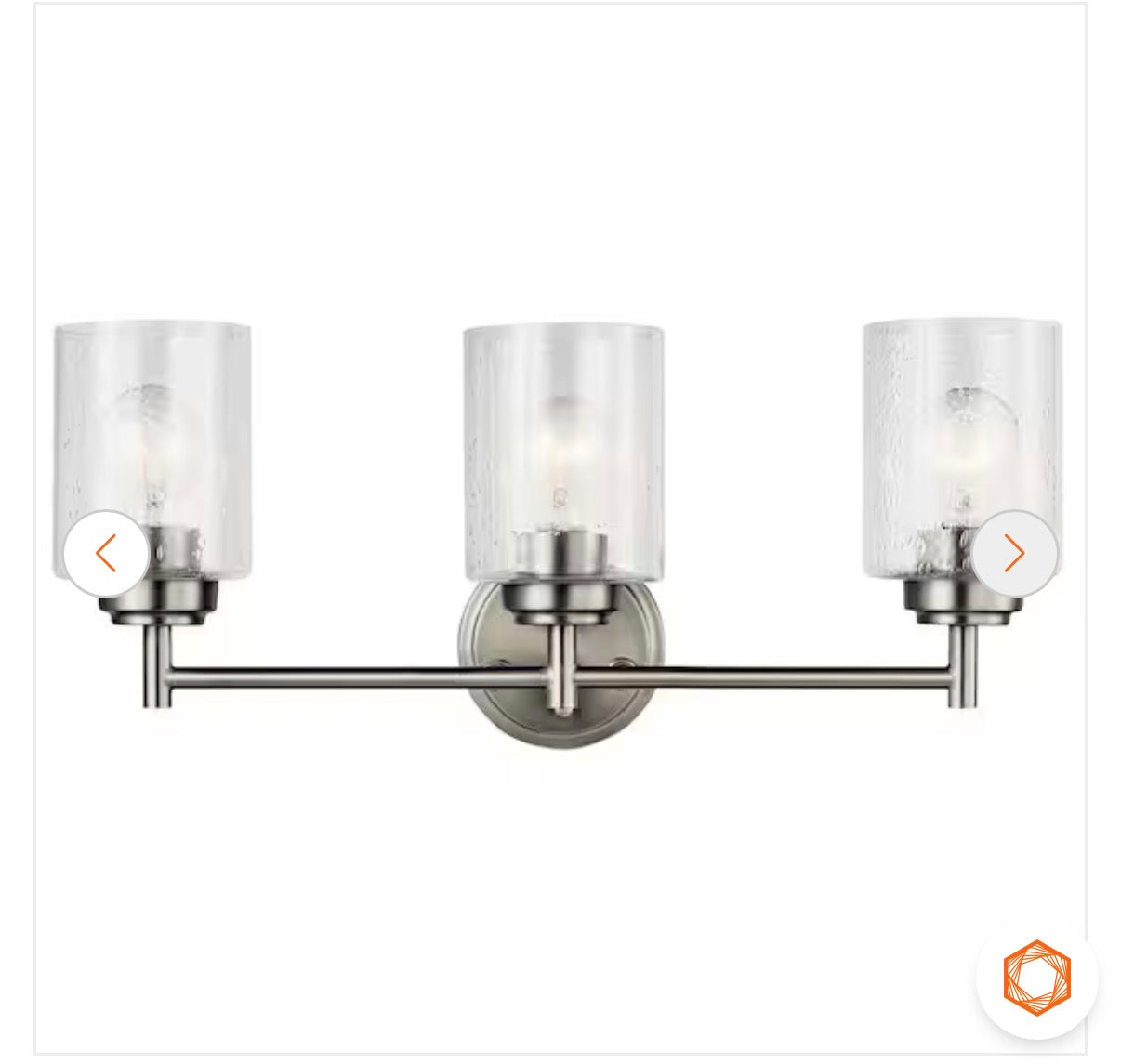 Winslow 21.5 Inch 3 Light Brushed Nickel Contemporary Bathroom Vanity Light with Clear Seeded Glass