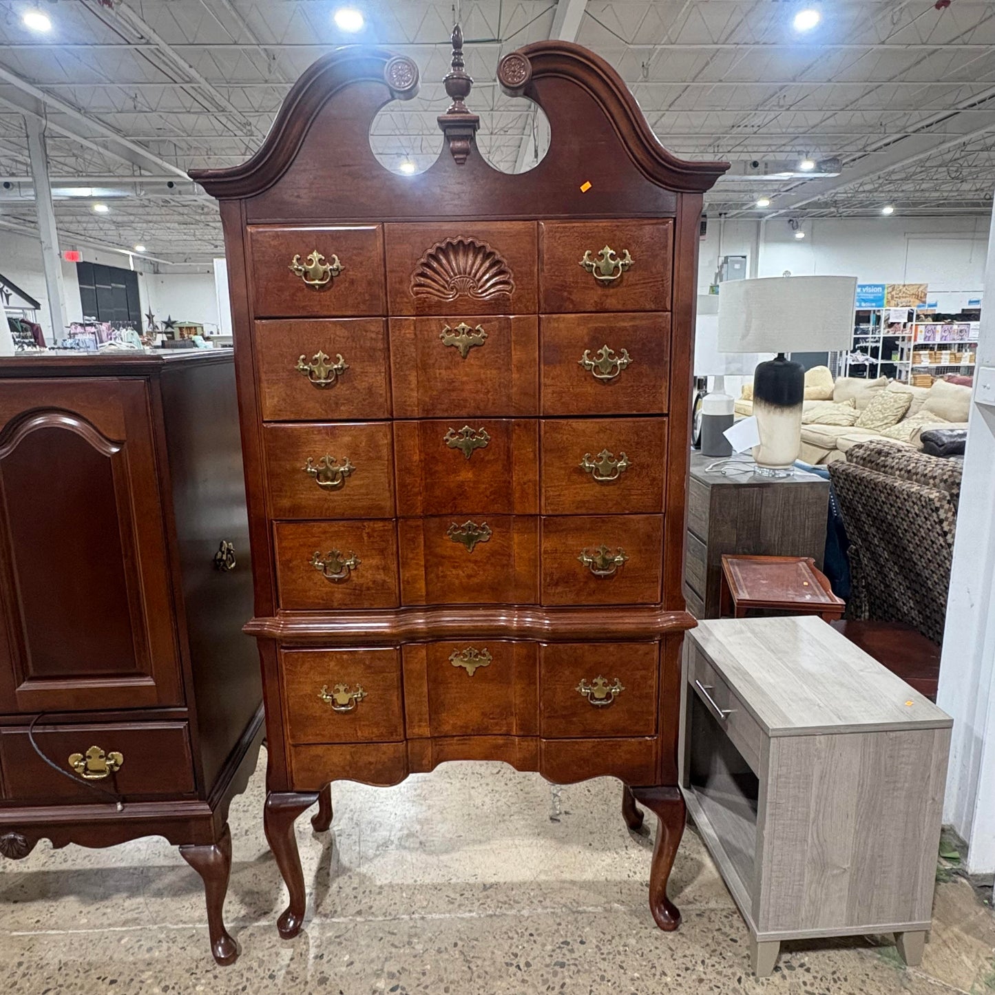 Queen Anne Style Cherry Traditional Style Highboy Chest of Drawers