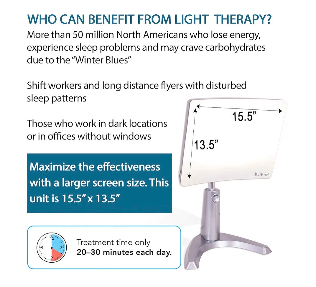 Carex Day-Light Classic Plus Sunlight Therapy Lamp 1000 LUX Therapy Lamp at 12 Inches, LED Bright White Light with Adjustable Height and Brightness Levels for Mood (New in Box)