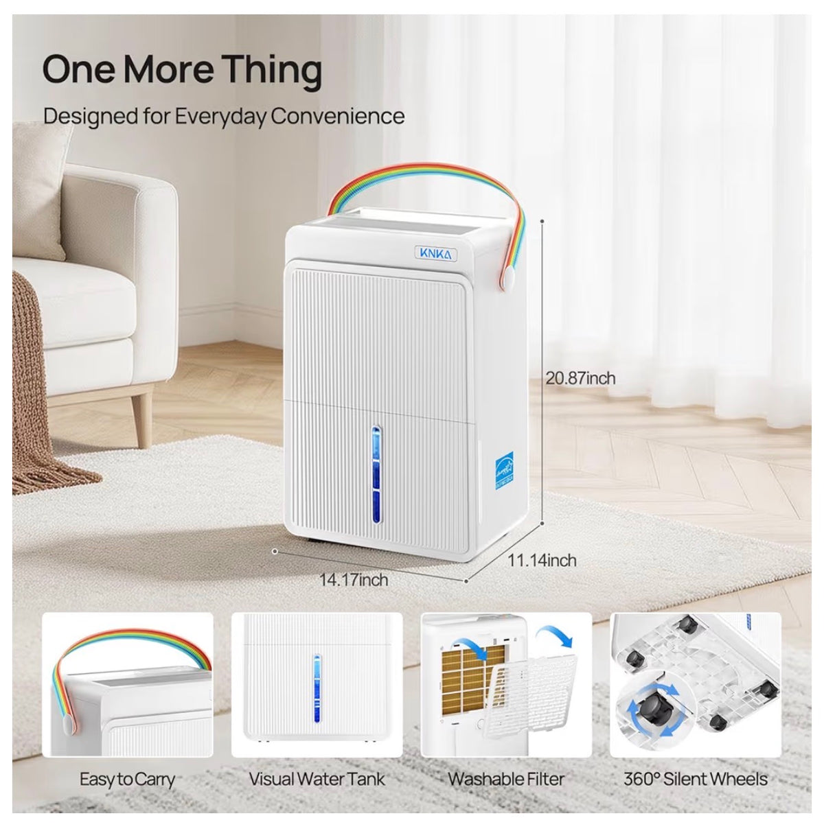 KNKA Energy Star 550 Sq.Ft. Dehumidifer for Basement, Max 80 Pint/Day Dehumidifier with Drain Hose, Dehumidifier for Home, Bedroom, Bathroom, Large Room, Smart Humidity Control, Sleep Mode (White) (New in Box)