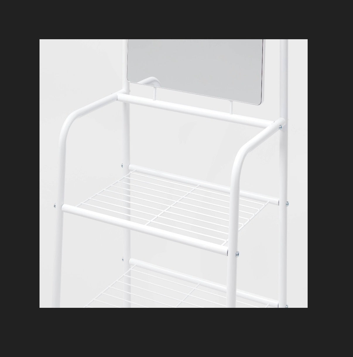 Metal Garment Rack with Mirror and Shelving (White) (New in Box; needs to be assembled)